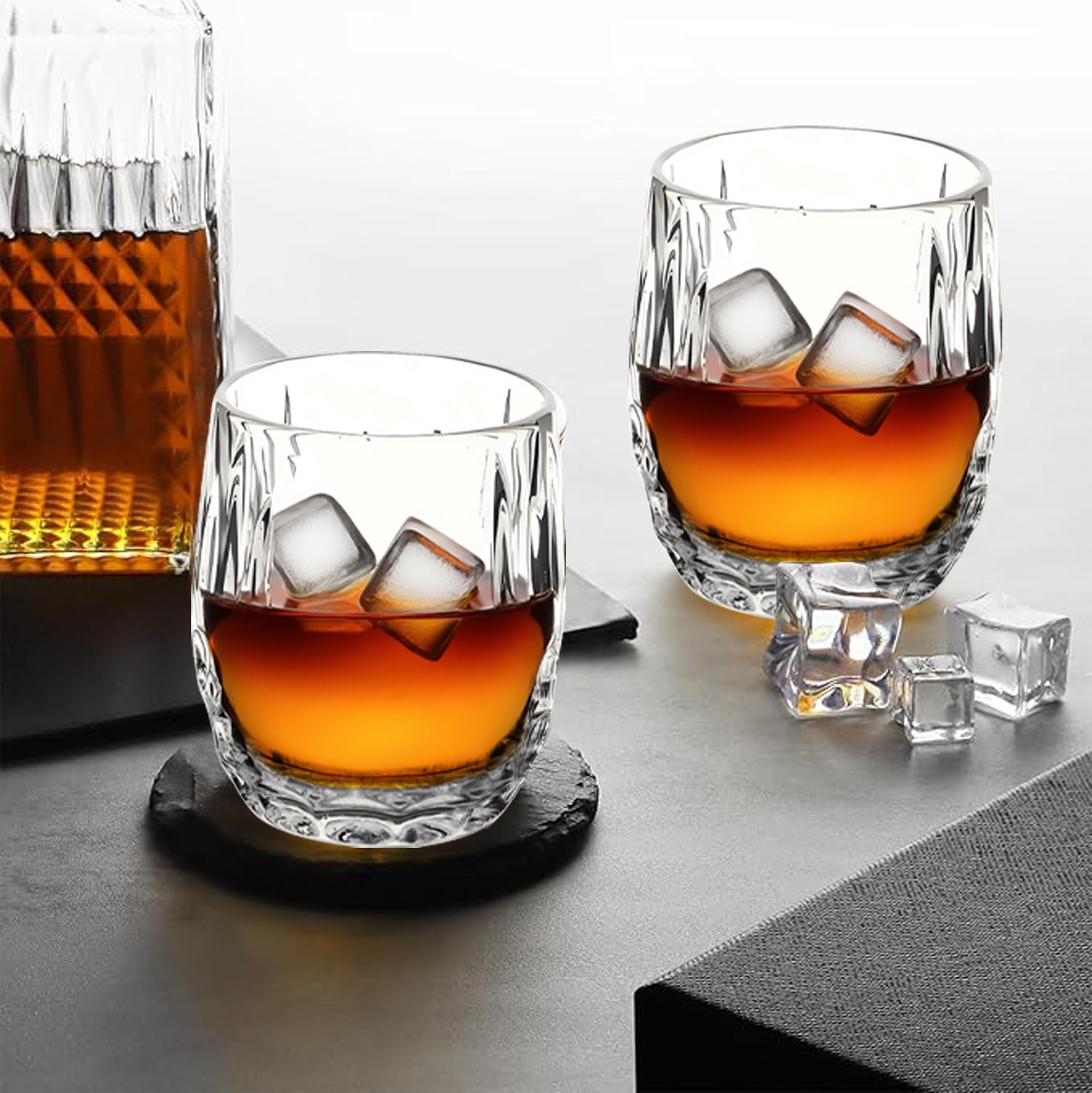 6-Piece Faceted Whiskey Glass Set