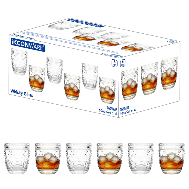 6-Piece Engraved Vintage Whiskey Glass Set