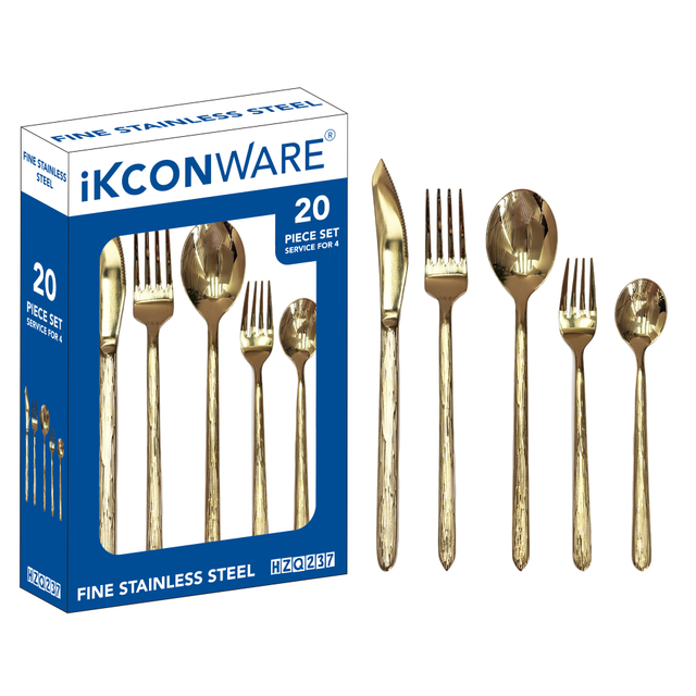 20-Piece Gold-Textured Cutlery Set