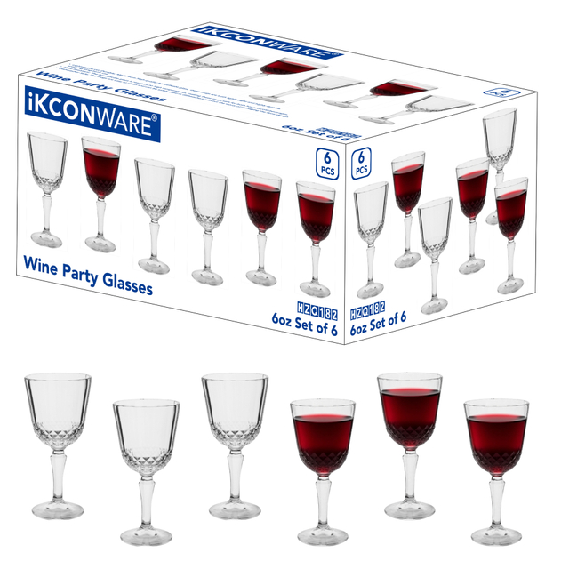 6-Piece Crystal-Cut Wine Glass Set