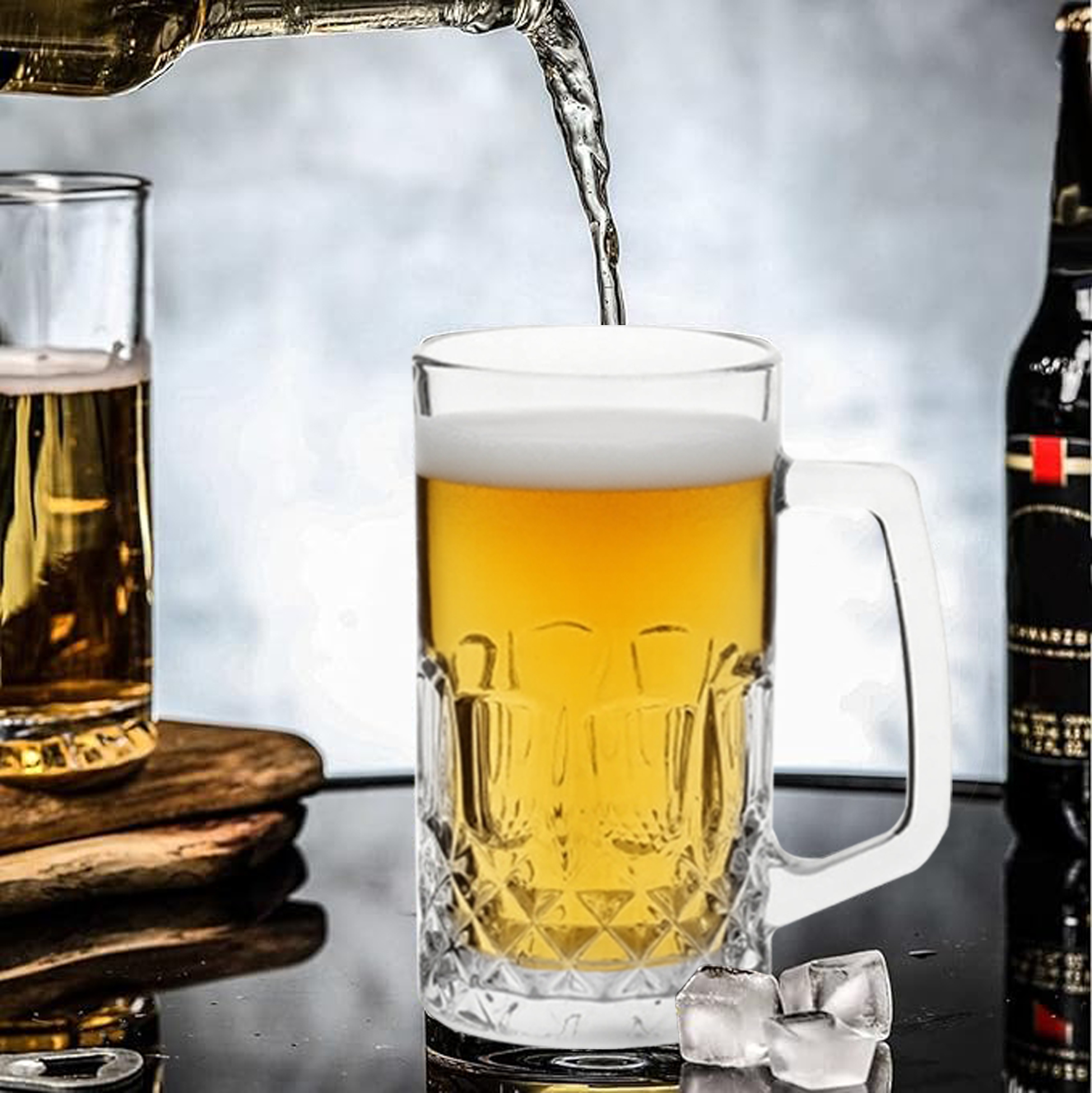 6-Piece Diamond-Etched Beer Mug Set