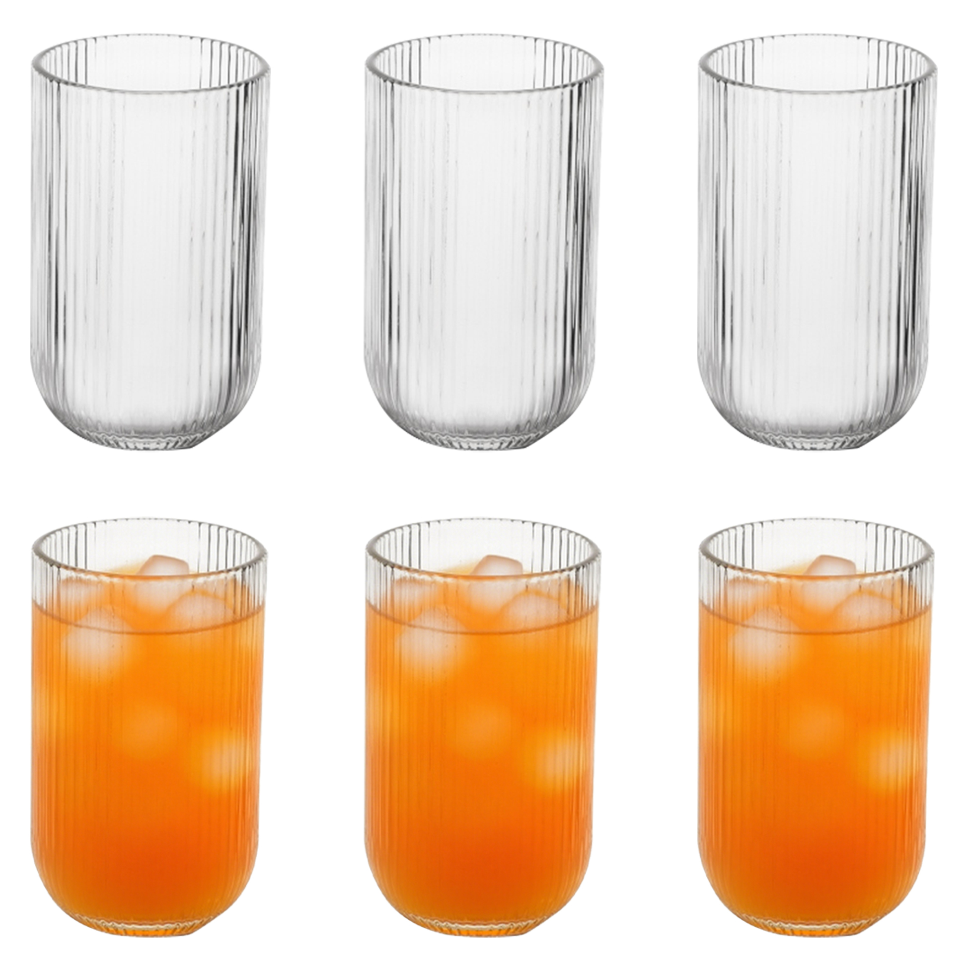 6-Piece Ribbed Tumbler Glass Set