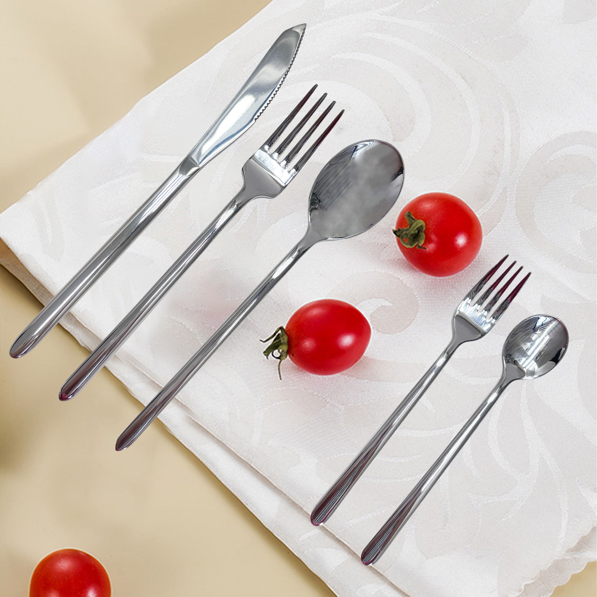 5-Piece Mirror-Polished Stainless Steel Cutlery Set