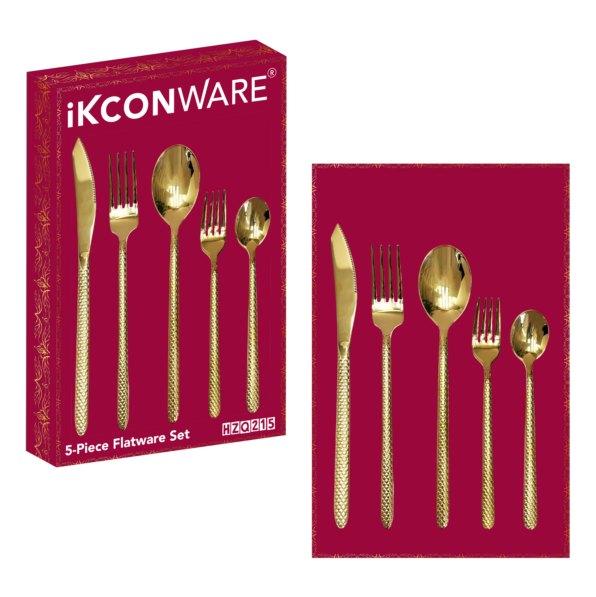 5-Piece Gold Mermaid-Scale Cutlery Set