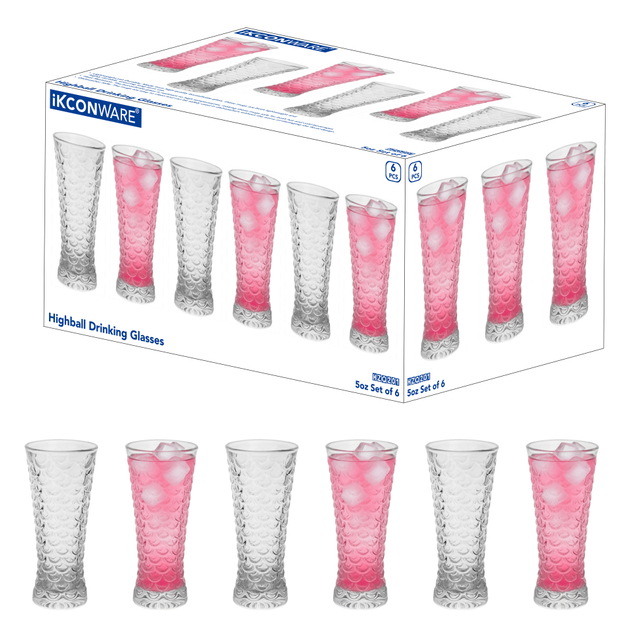 6-Piece Fish-Scale Textured Tall Glass Set