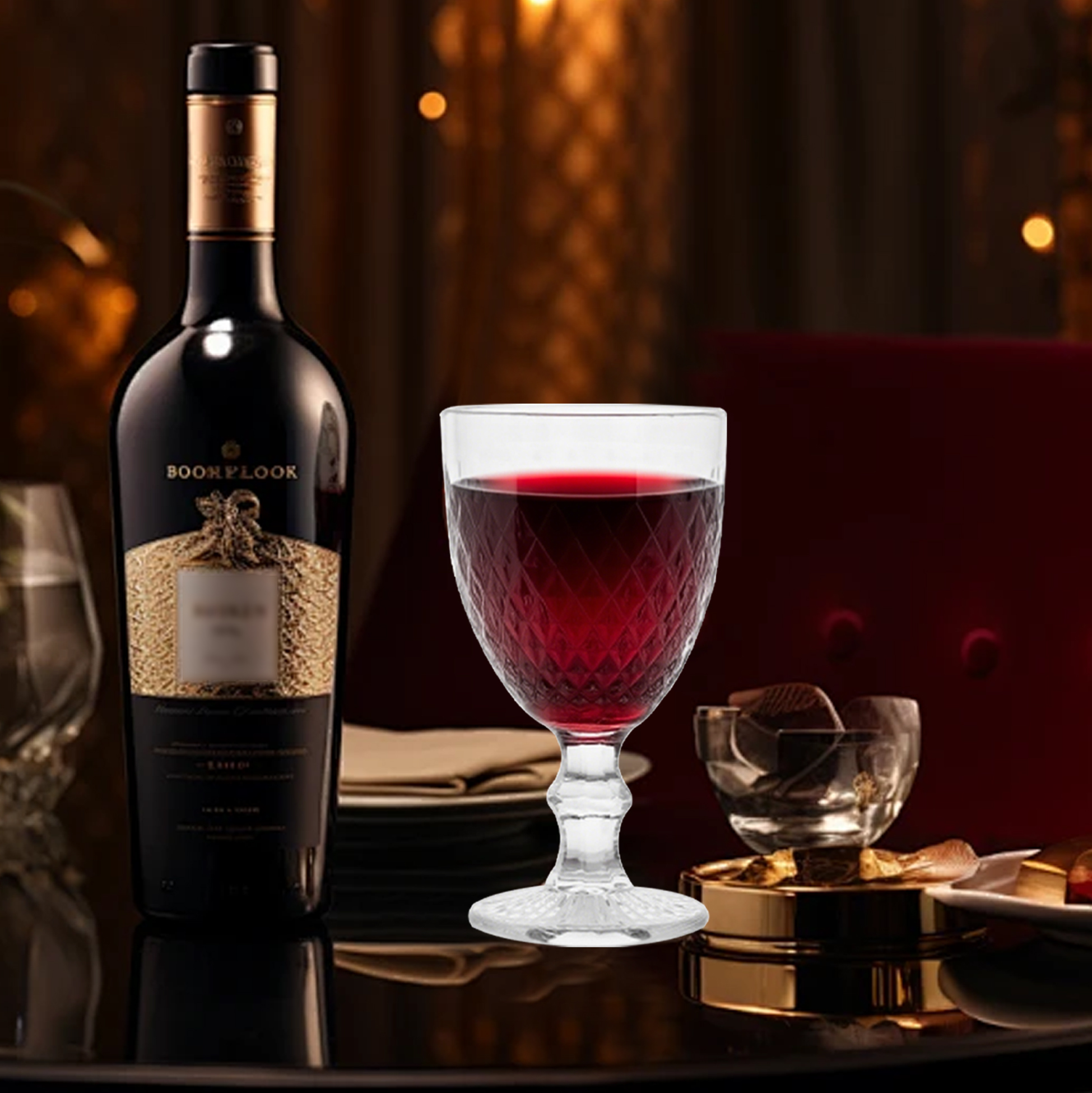 6-Piece Diamond-Cut Wine Glass Set