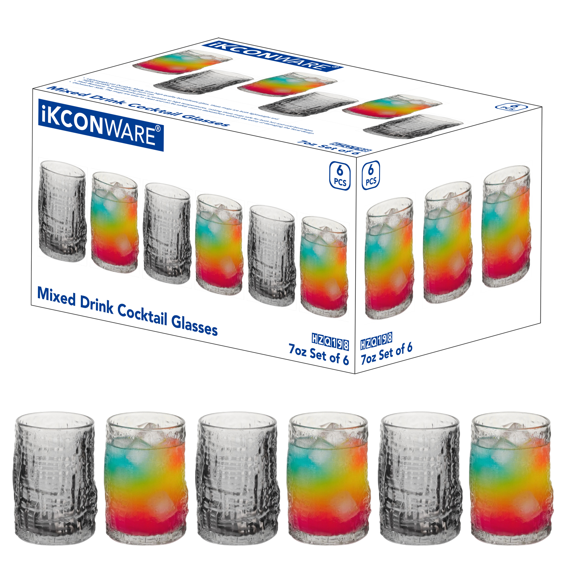 6-Piece Textured Maze-Pattern Glass Set