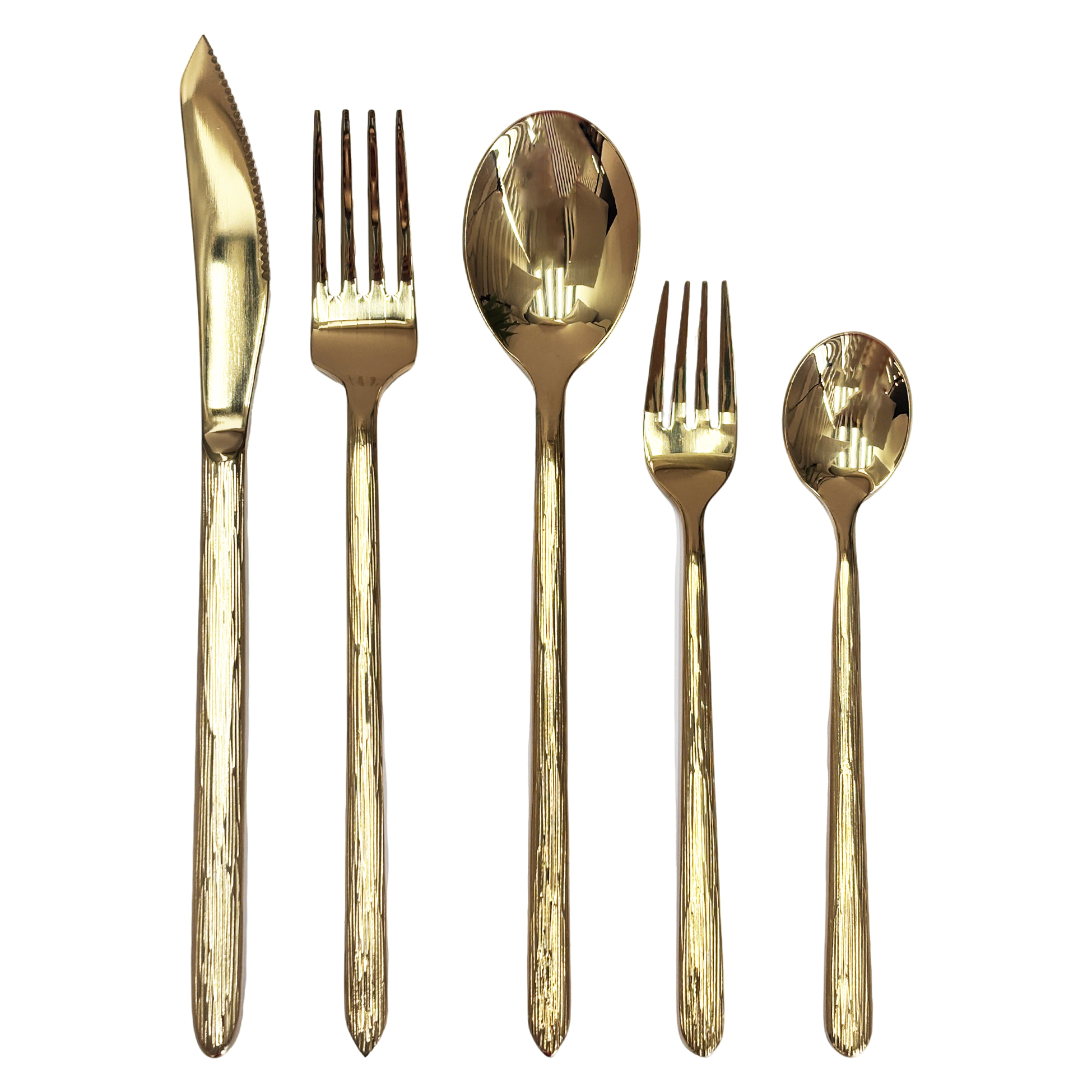 30-Piece Gold-Toned Textured Handle Cutlery Set