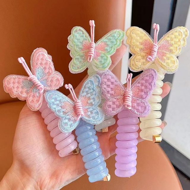 Butterfly-Embroidered Hair Scrunchie