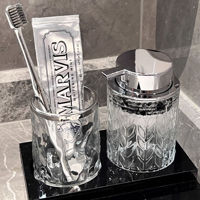Crystal-Cut Glass Hand Soap Dispenser