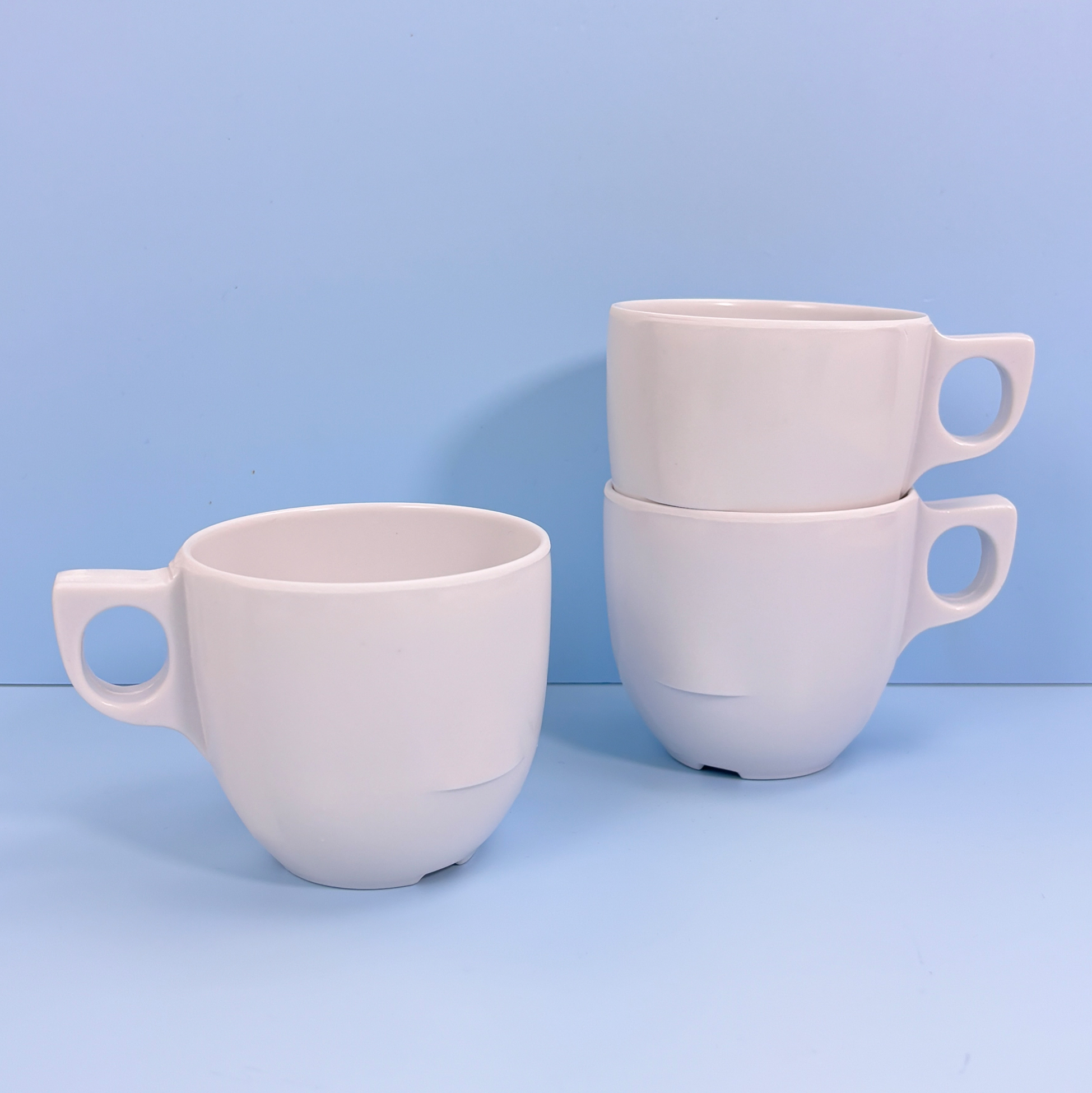 White Melamine Mug with Unique Handle