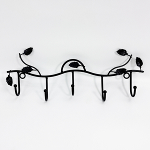 Floral Metal Wall Hook Rack