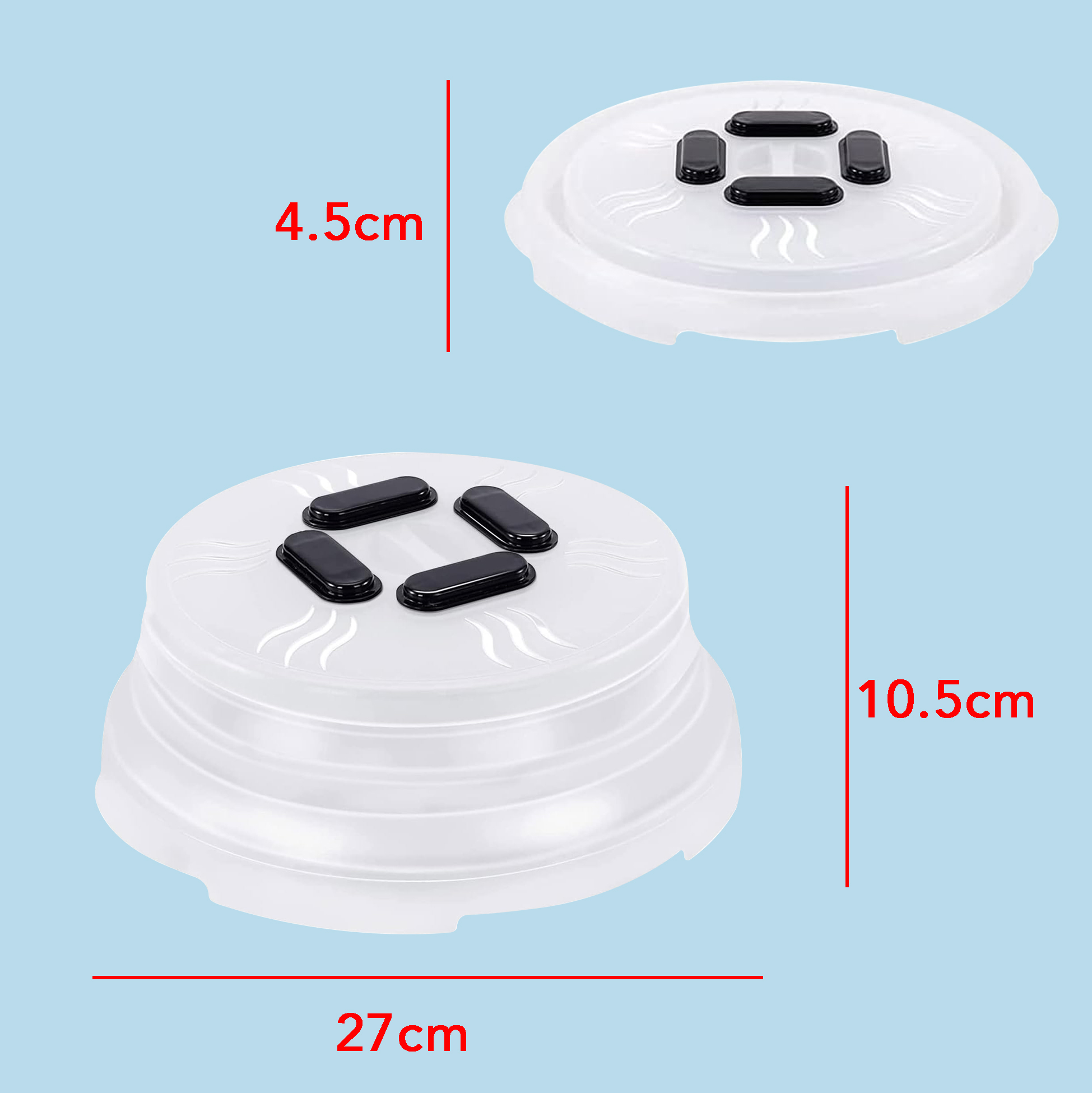 Magnetic Splatter Cover, Vented Plate Guard with Steam Vents, Anti-Splash Microwave Lid