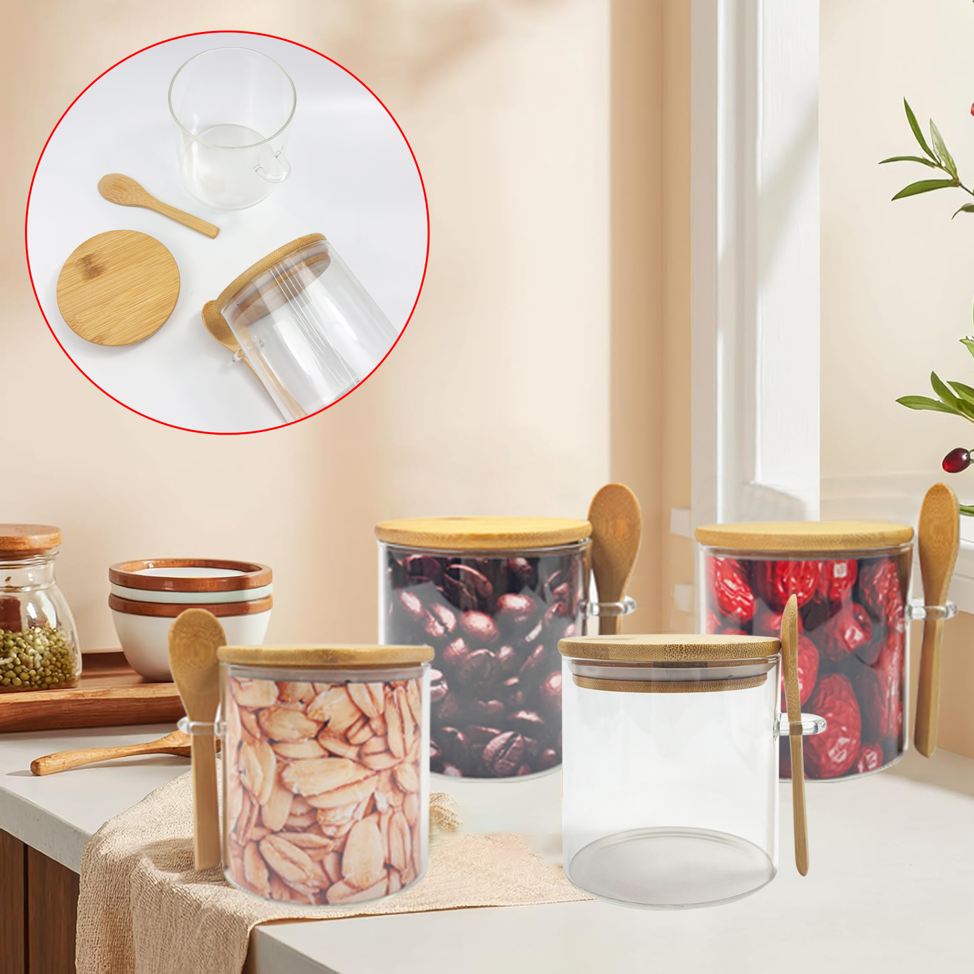 4-piece Glass Kitchen Storage Jar Set
