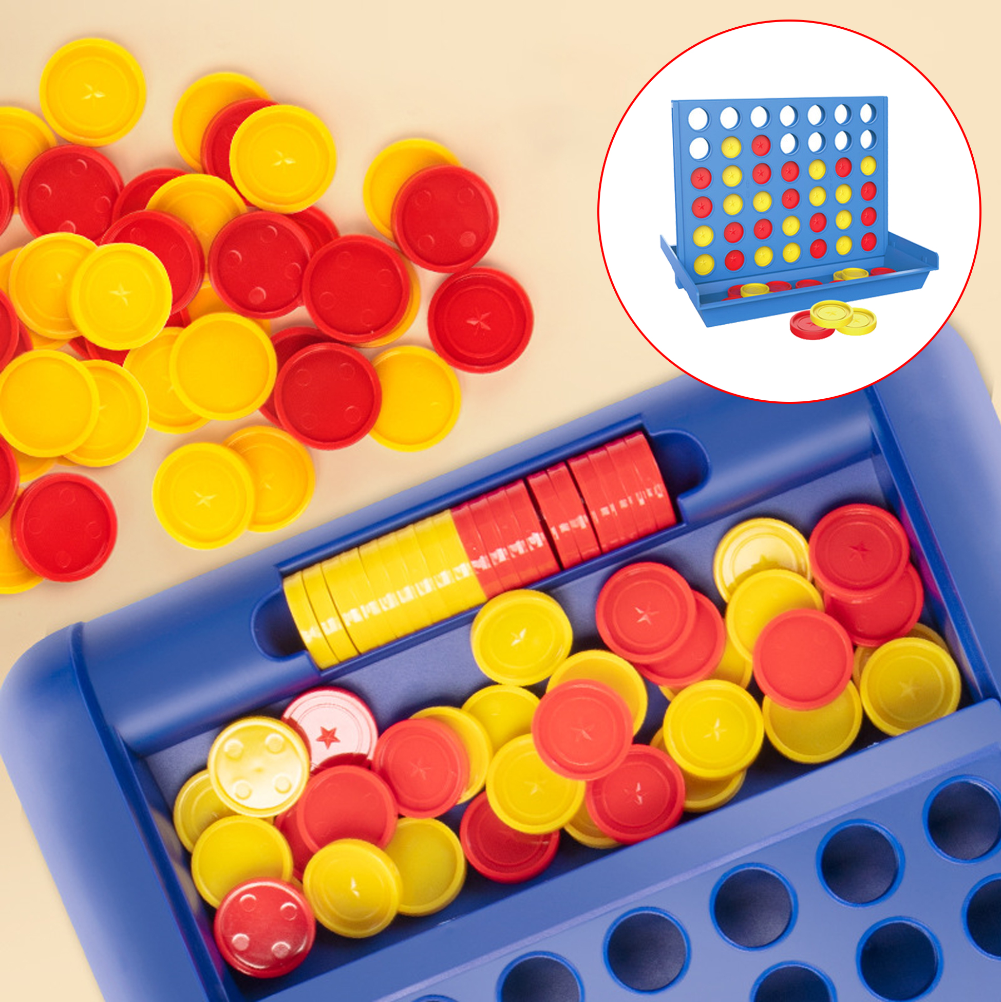 Connect Four Board Game Blue Plastic Four-in-A-Row Game