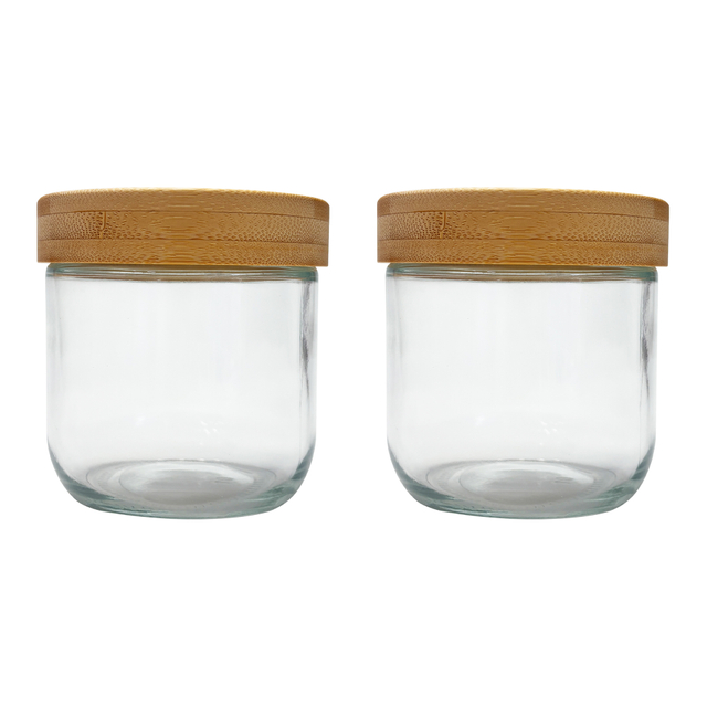 2-piece Glass Storage Jars with Bamboo Lids