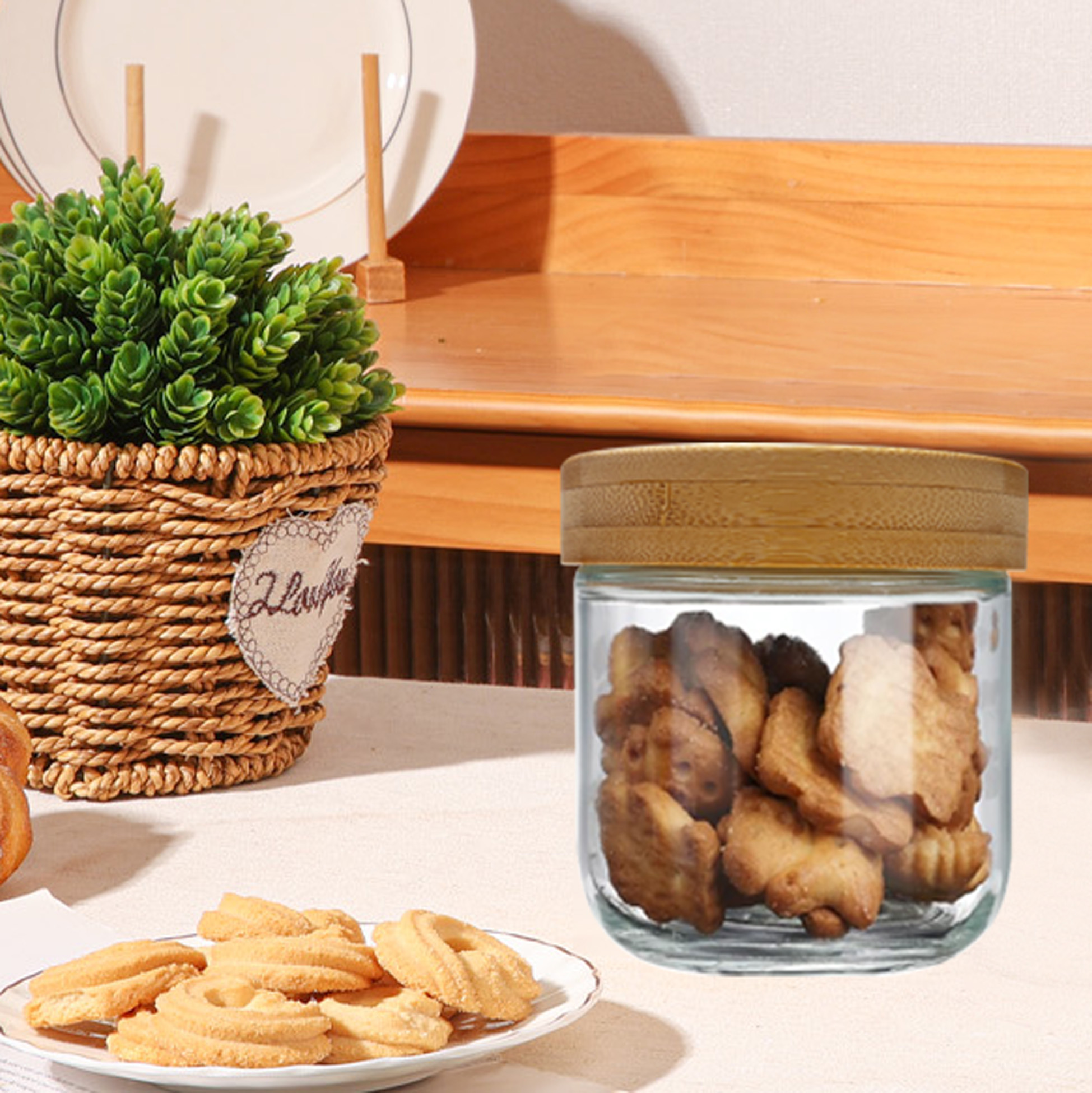 3-Piece Glass Storage Jars with Bamboo Lids