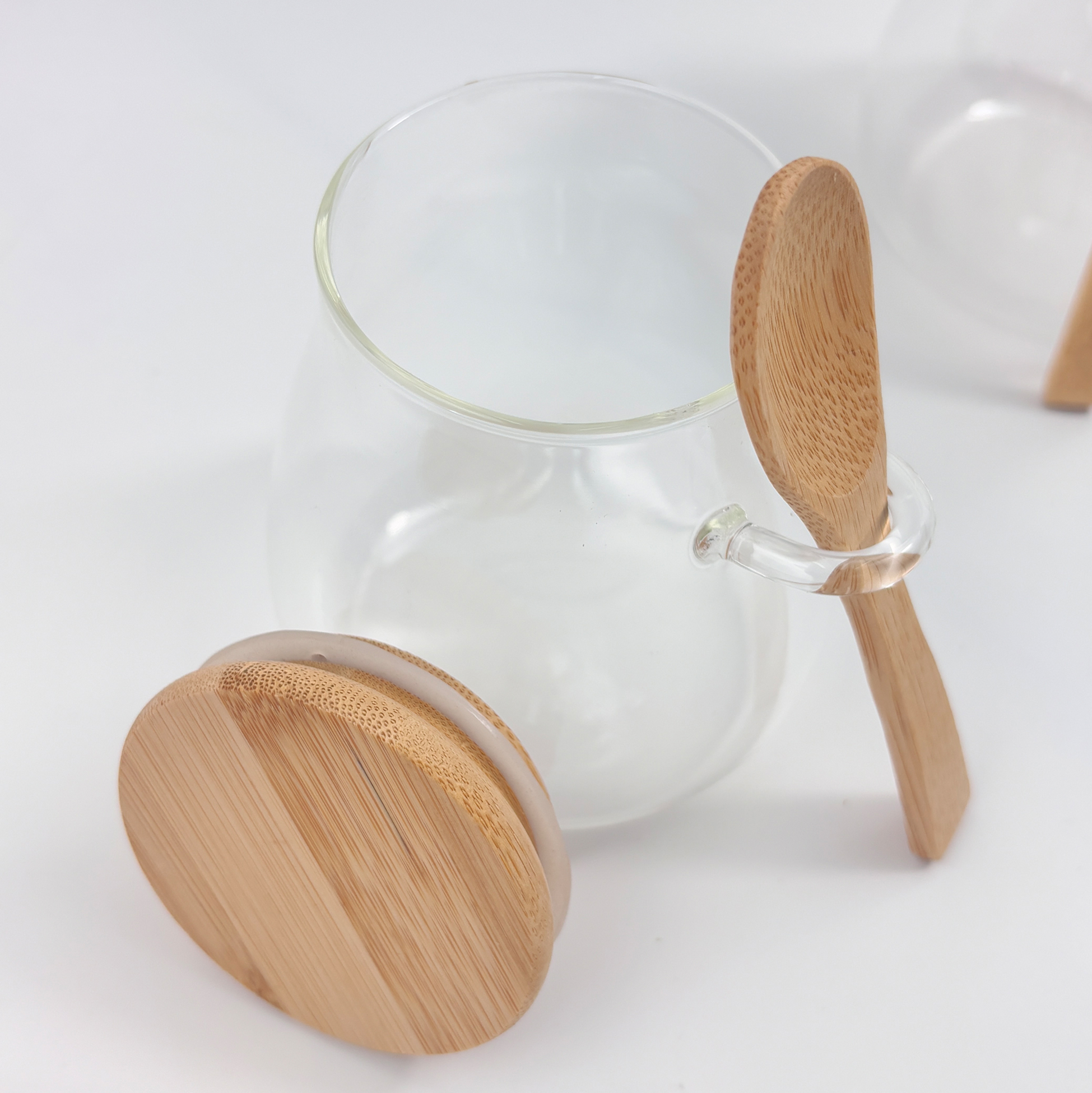 2-piece Glass Kitchen Storage Jars with Bamboo Spoons