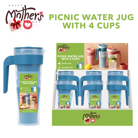 Picnic Water Jug with 4 Cups