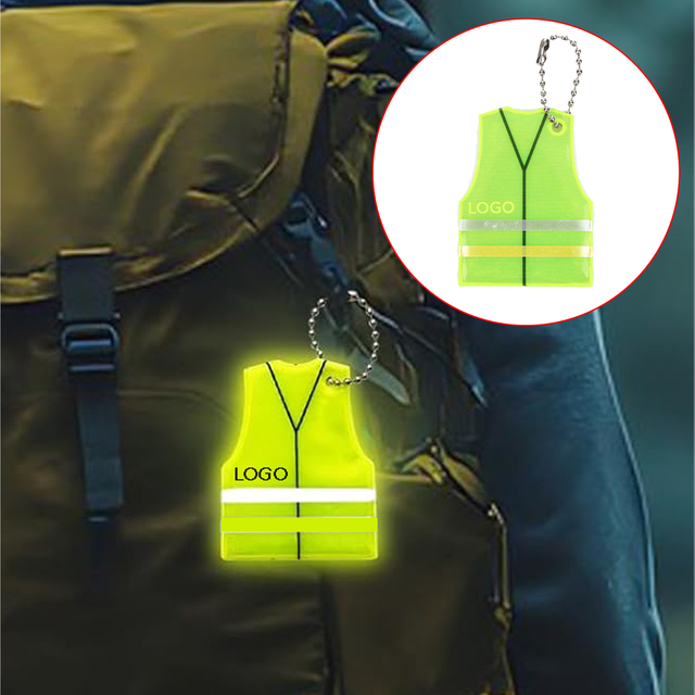 Mini Reflective Safety Vest Keychain Neon Yellow Safety Vest Keyring