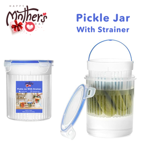 Dual-layer Plastic Pickling Jar Airtight Food Storage Container with Strainer