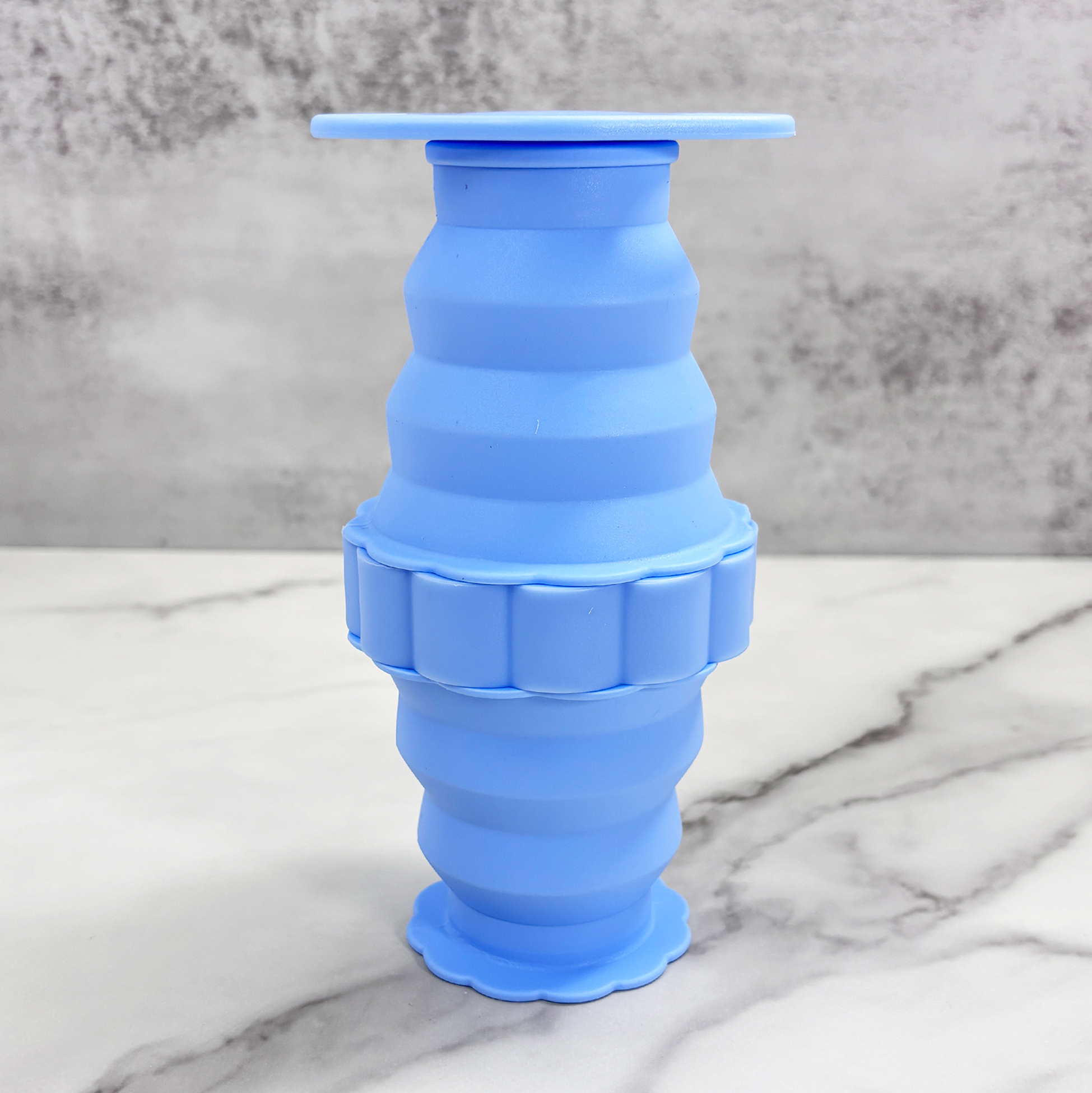 Blue Silicone Collapsible Water Bottle