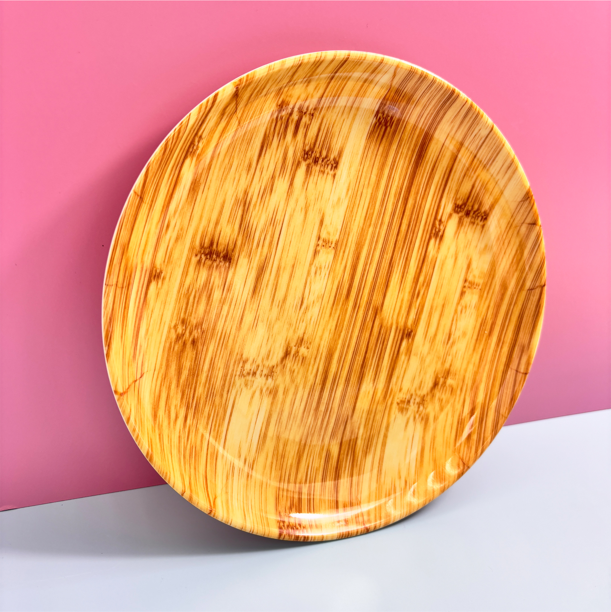 Wood-grain Melamine Serving Plate