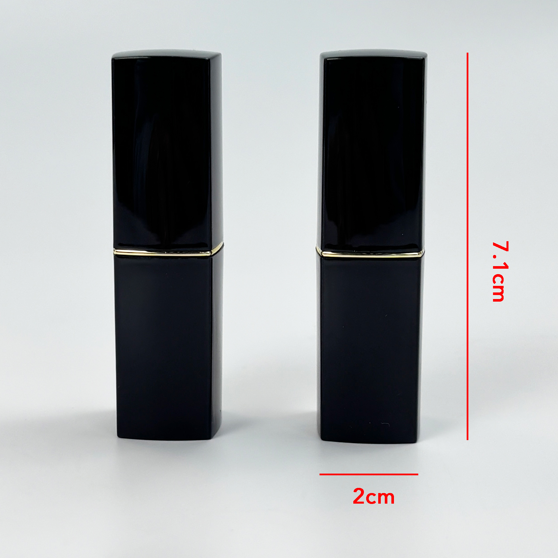 Black & Gold Square Lipstick Tube Glossy Black Lipstick Container