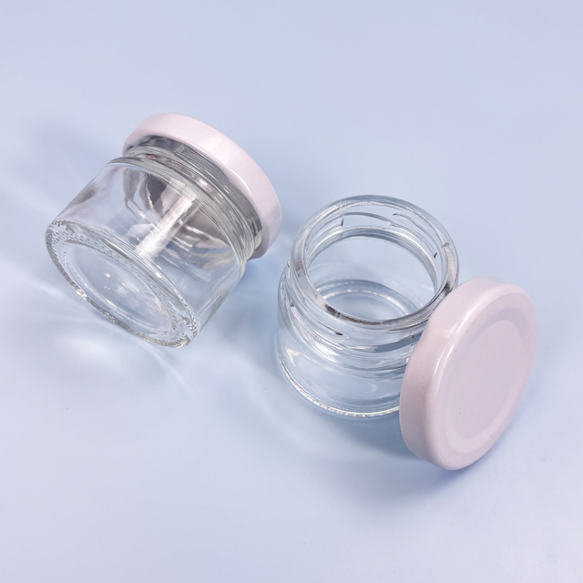 Clear Glass Mini Cream Jar with Metal Lid Small Glass Cosmetic Cream Container