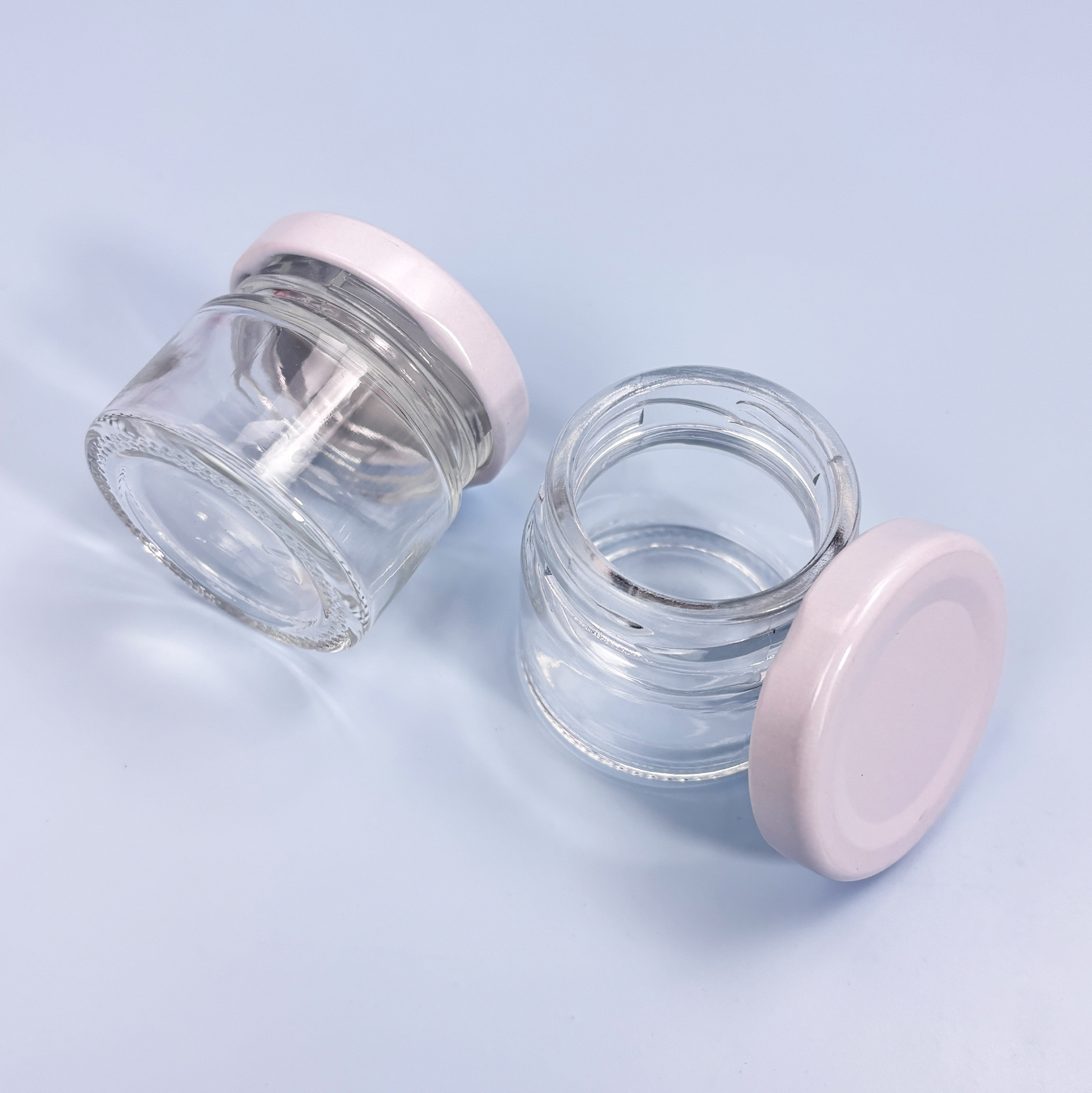 Clear Glass Mini Cream Jar with Metal Lid Small Glass Cosmetic Cream Container