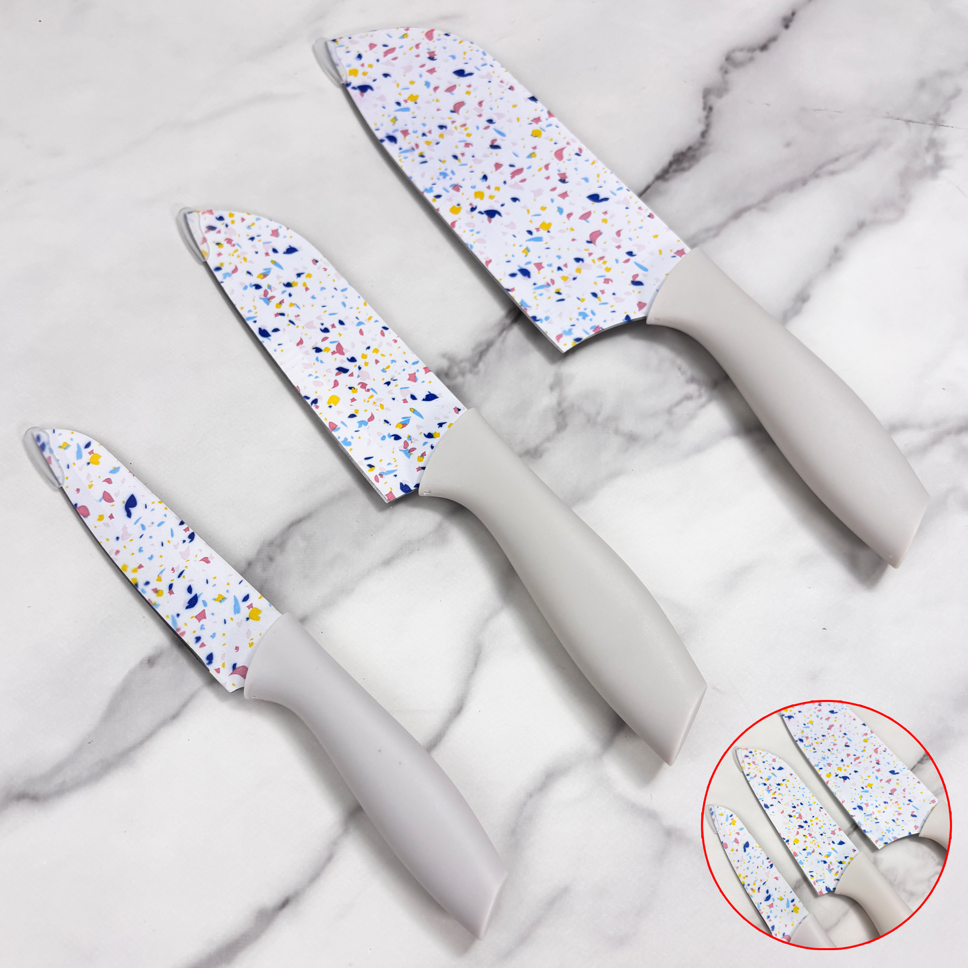 3-piece Terrazzo Kitchen Knife Set