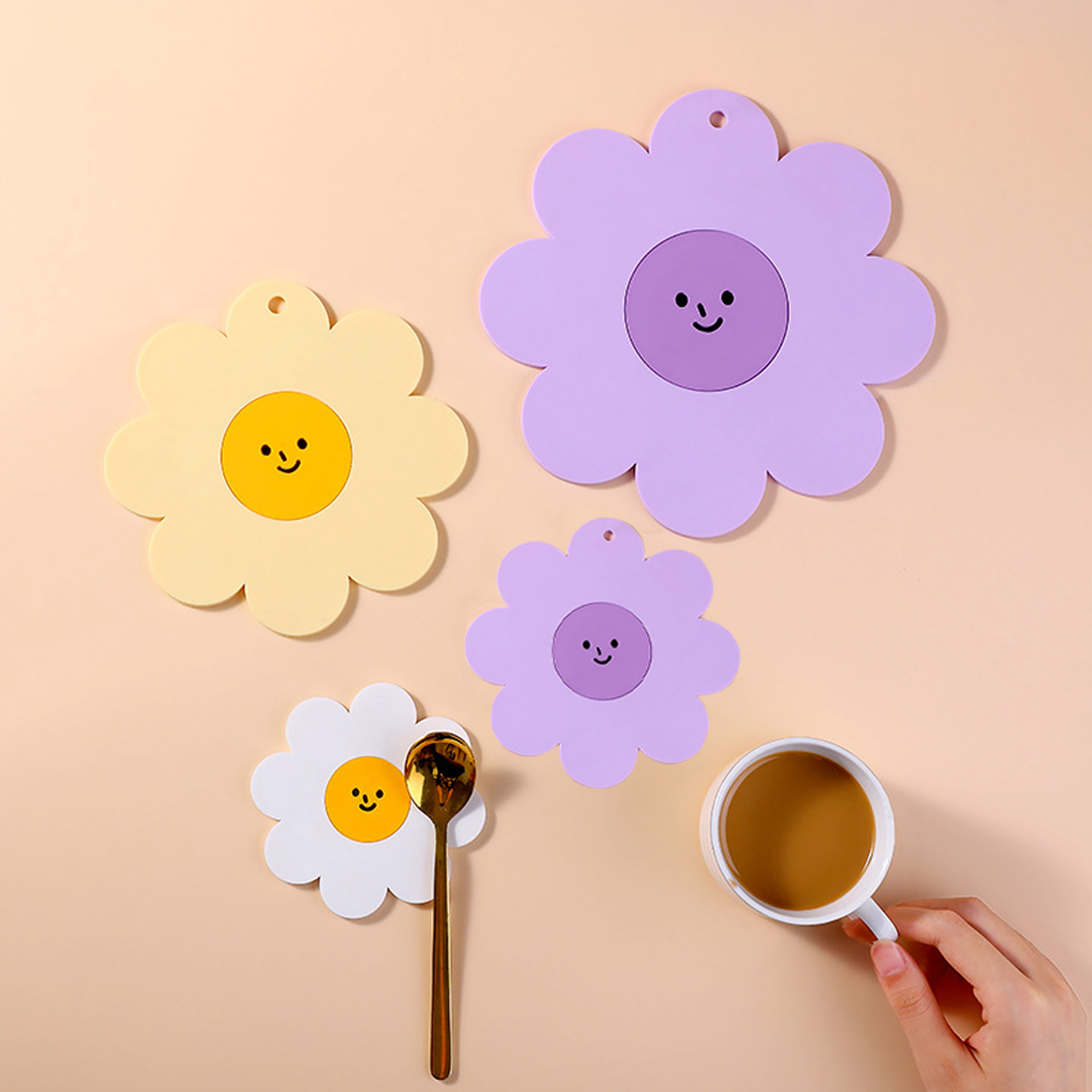 Cute Silicone Coasters for Drinks Absorbent Colorful Cup Coasters