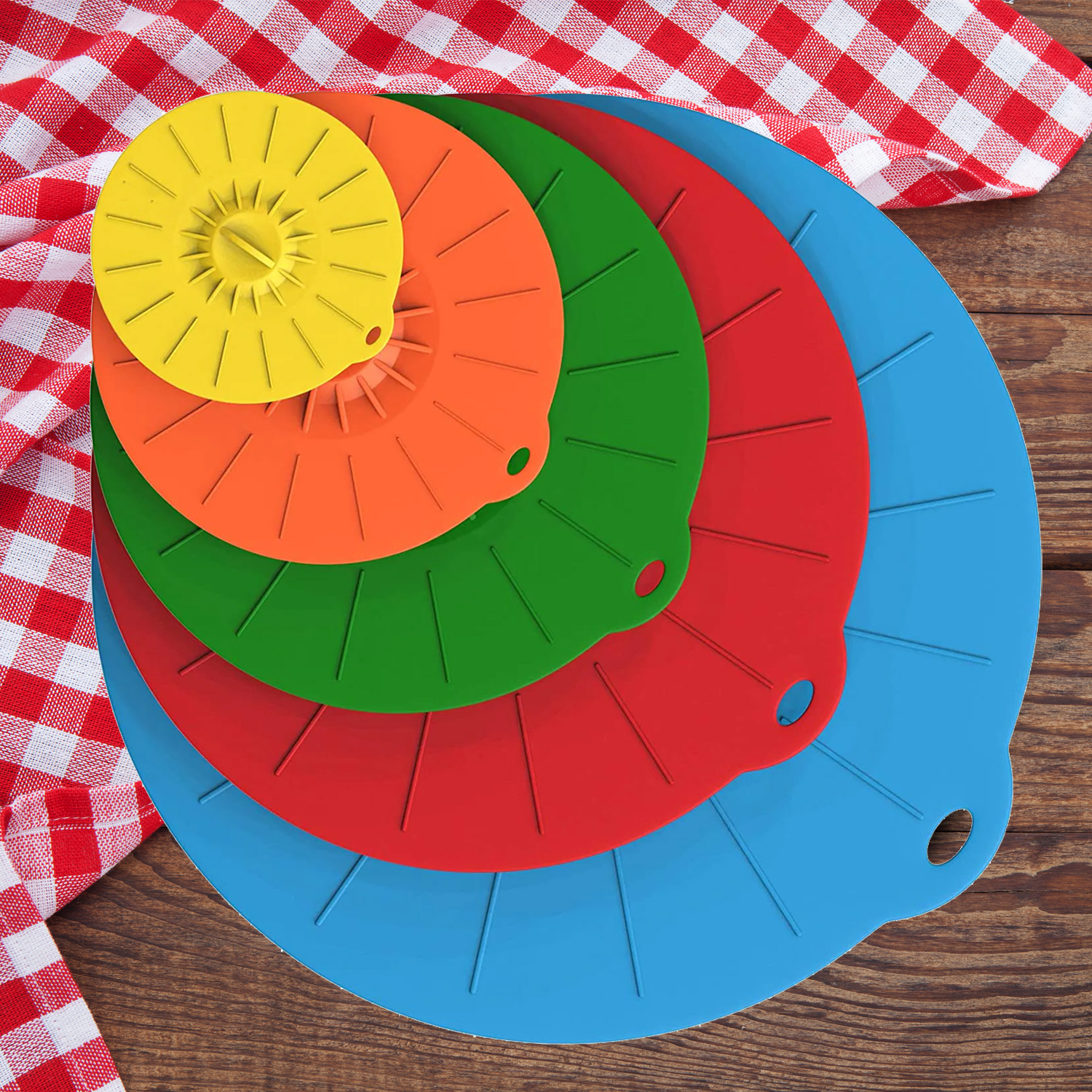 5PCS Bowl Cover Keep Fresh Cover Lid Universal Silicone Suction Lid Vacuum Microwave Bowl Cover Cooking Pot Pan Lid Cover