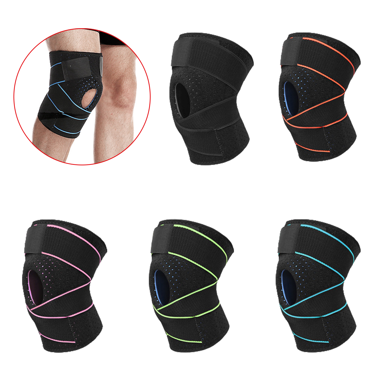Fitness Knee Pads Protective Adjustable Knee Sleeve Compression Knee Brace Sport Support Knee Sleeve
