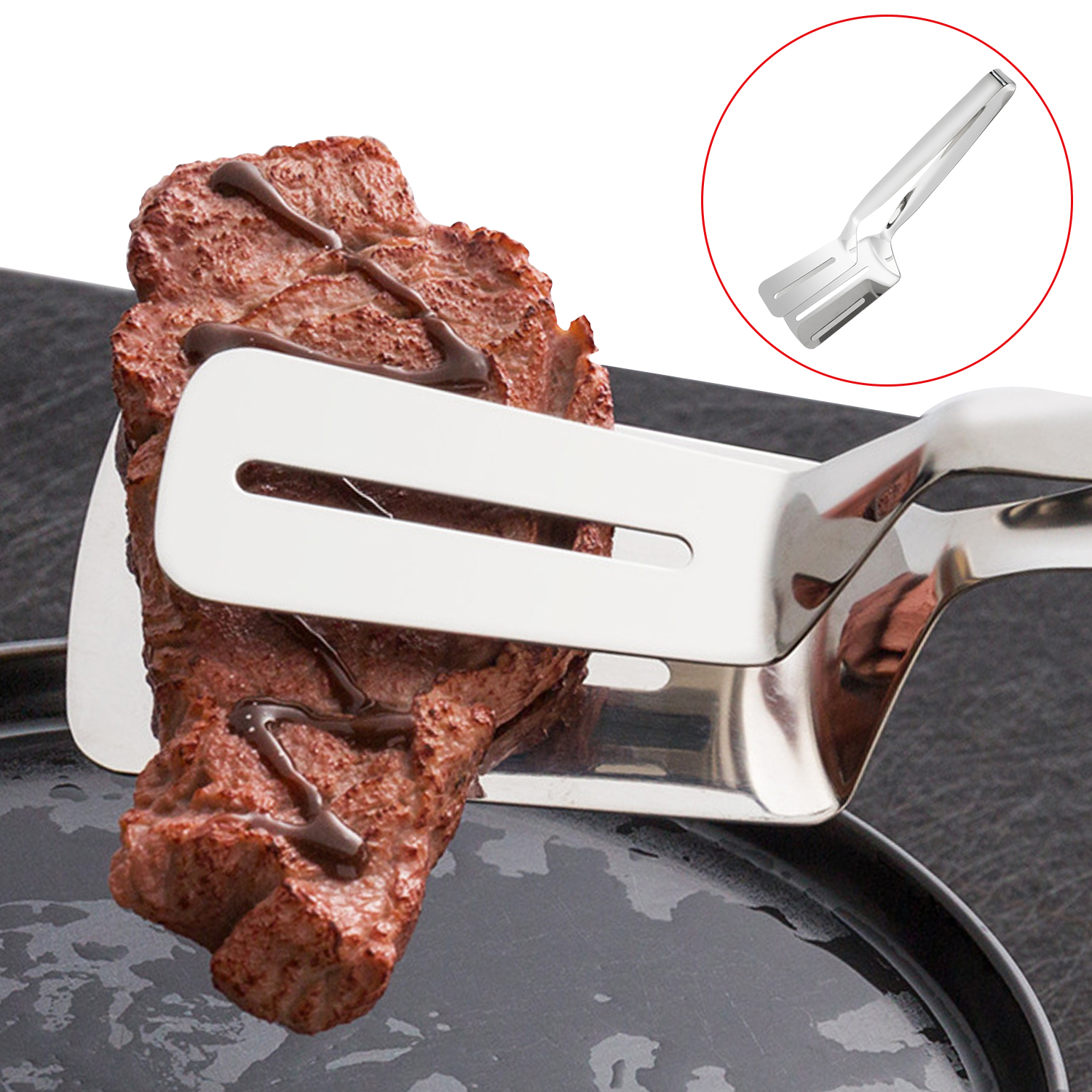 Stainless Steel Barbecue Tongs Roast Fish Fried Steak Shovel Bread Meat Clamp Multifunction Food Clip Kitchen Cooking Utensils