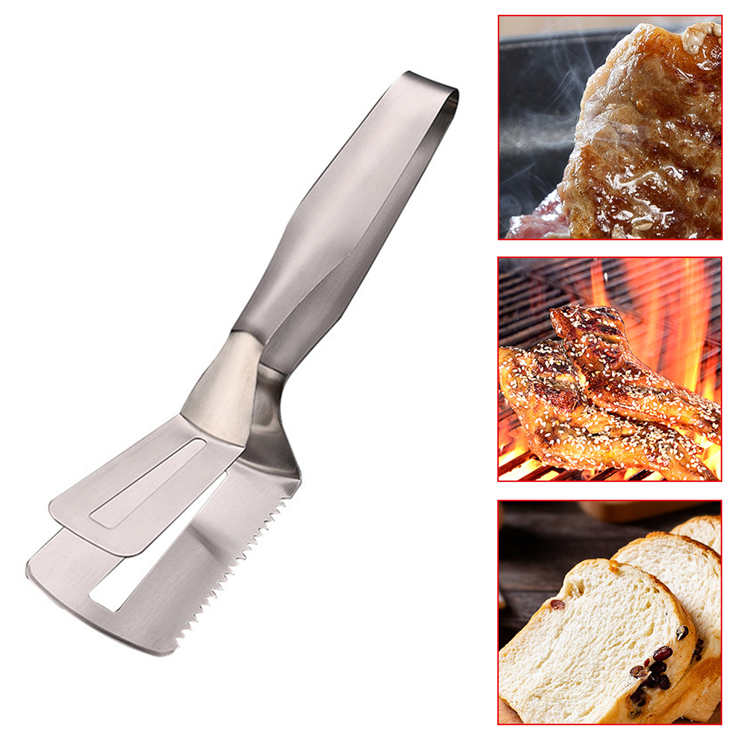 Stainless Steel Barbecue Clamp Frying Steak Fried Fish Clip Tong BBQ Non-Stick Barbecue Grilling Camping BBQ Kitchen Tools