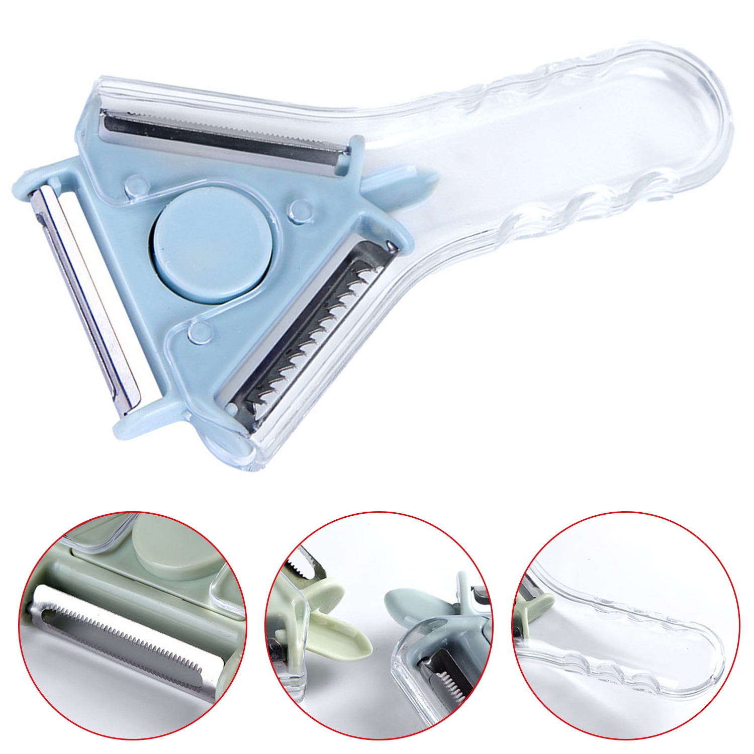 3 In 1 Kitchen Household Plastic Multi Function Vegetable Fruit Apple Potato Peeler Grater