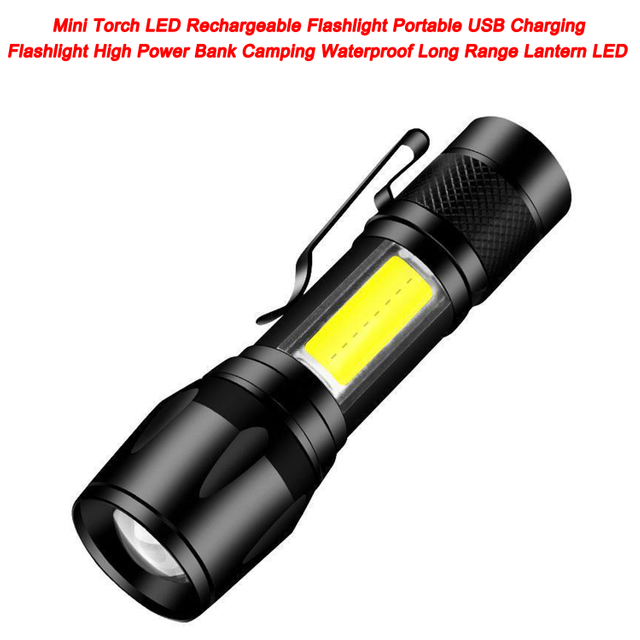 Mini Torch LED Rechargeable Flashlight Portable USB Charging Flashlight High Power Bank Camping Waterproof Long Range Lantern LED