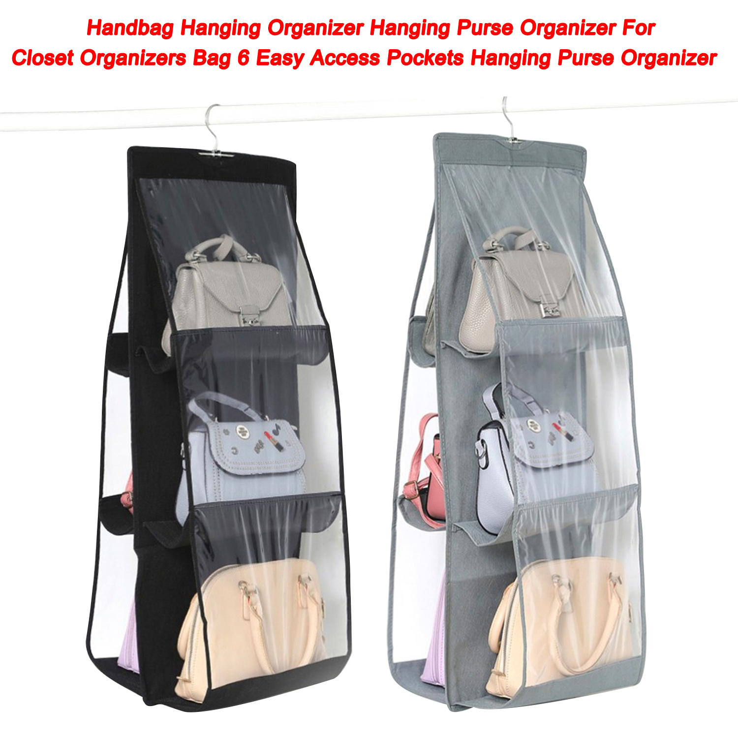 Handbag Hanging Organizer Hanging Purse Organizer For Closet Organizers Bag 6 Easy Access Pockets Hanging Purse Organizer 