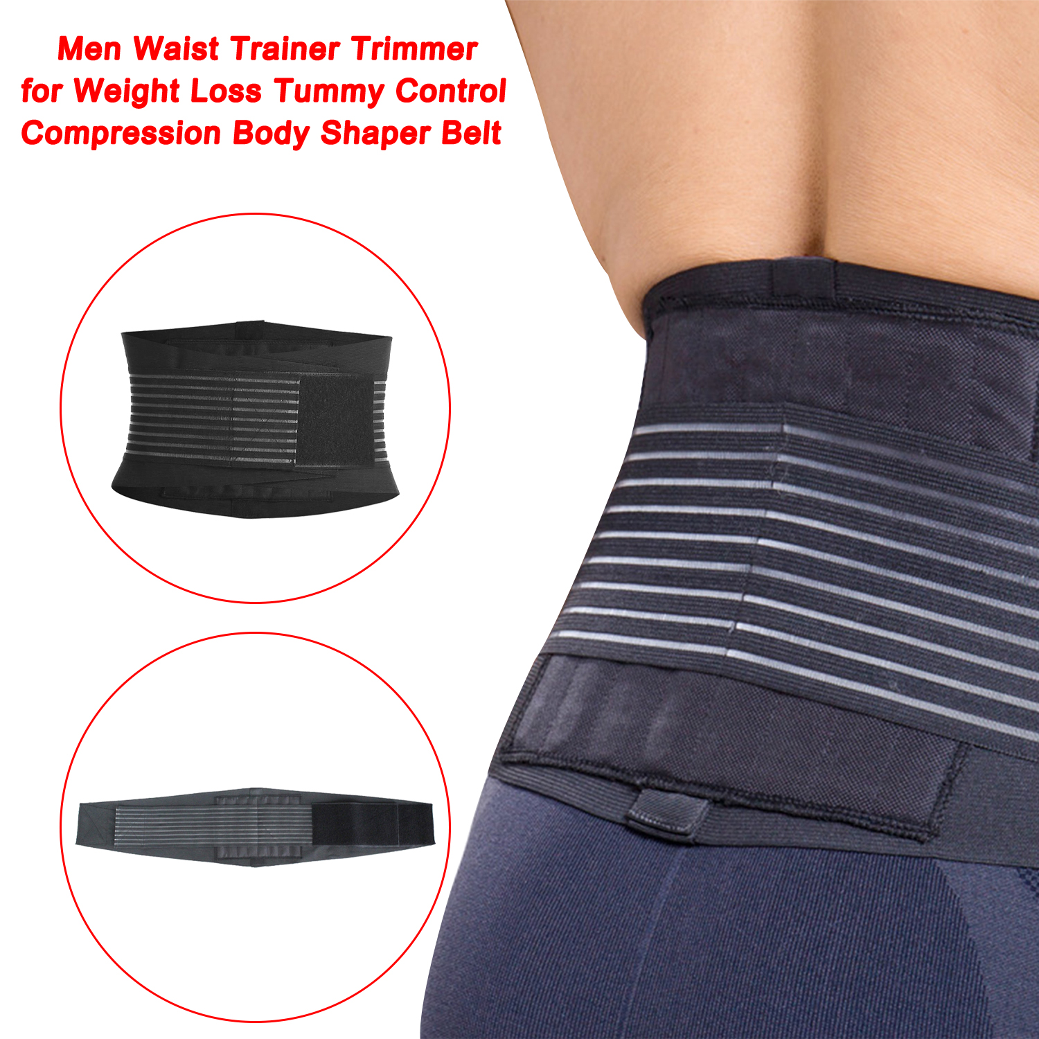 Men Waist Trainer Trimmer for Weight Loss Tummy Control Compression Body Shaper Belt