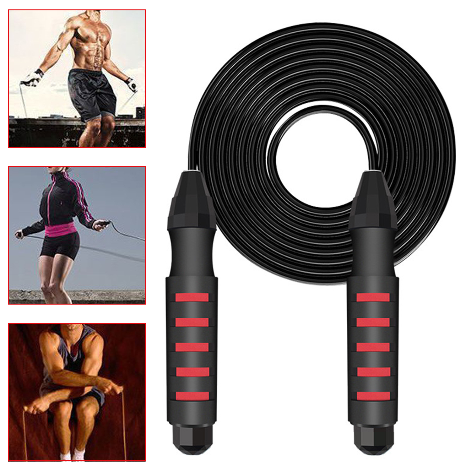 2.8m Long Pvc Steel Skipping Rope Workout Training Gear Adjustable Steel Wire Home Gym Fitness Equipment