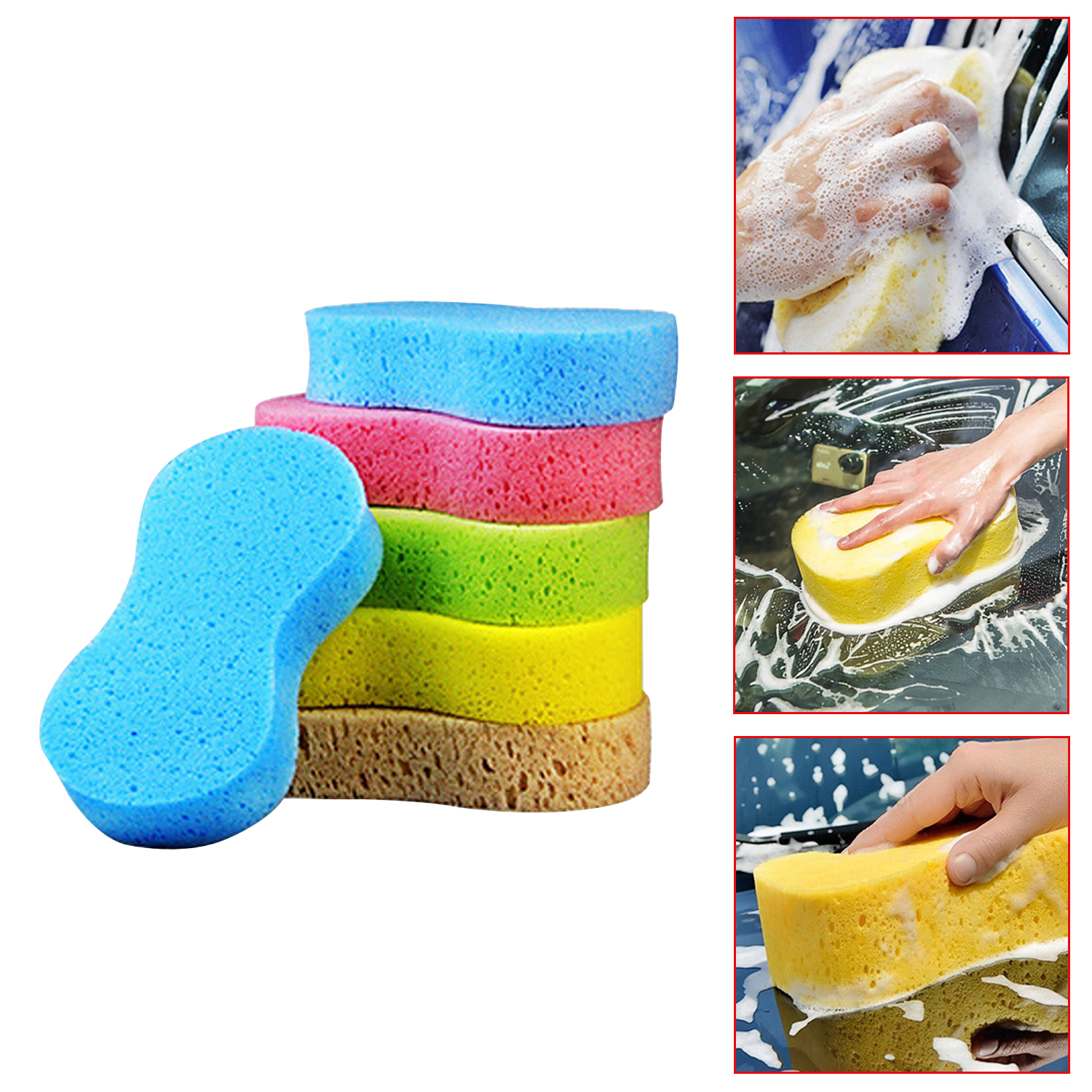 Coral Sponge Large Vacuum Compression Car Wash Sponge Block Honeycomb Car Polishing Cleaning Tool