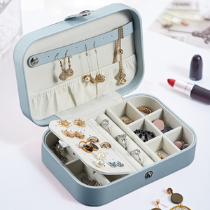 Portable Jewellery Box Jewellery Organizer Display Travel Jewellery Case Boxes Button Leather Storage Jewellers Box 