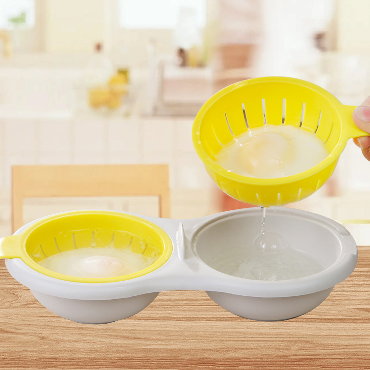 Microwave Egg Poacher Poacher Round Draining Double Cup Egg Boiler Egg Poacher Kitchen Steamed Egg Tools