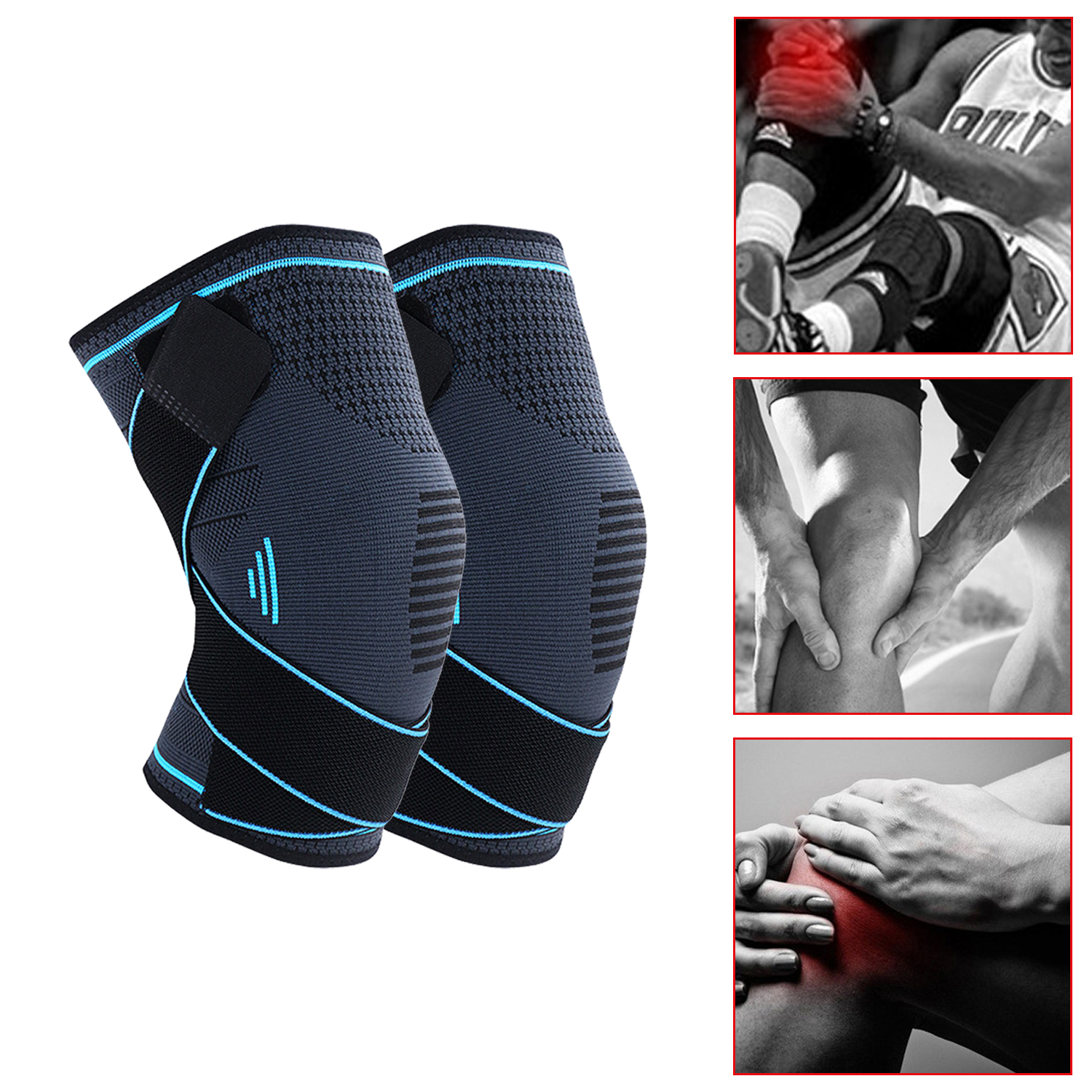 Wholesale Knee Brace Adjustable Knee Bandage Breathable Knee Brace Knitted Compression Knee Sleeve Sports