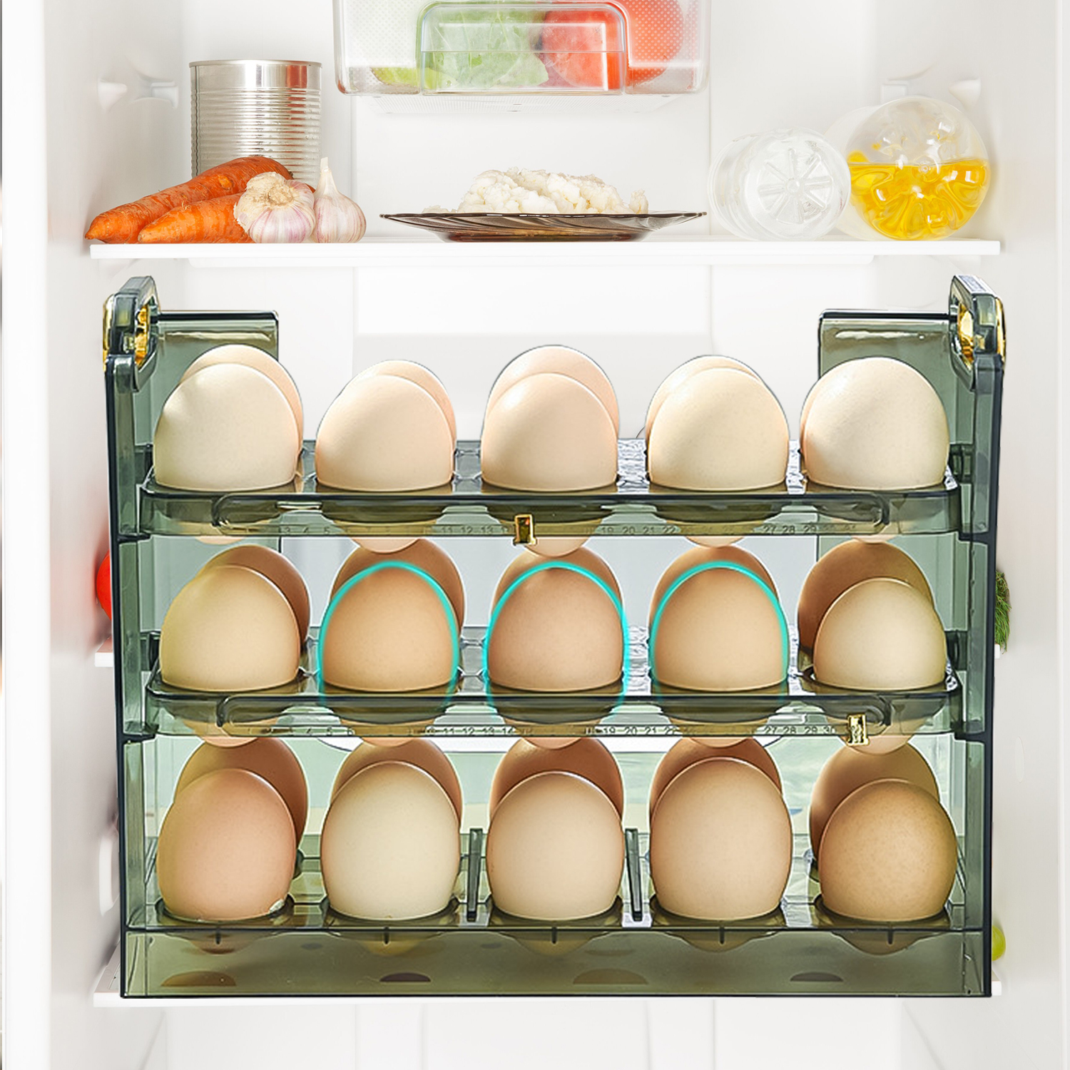 Egg Refrigerator Storage Box Household Fridge Side Door Multi Layer Flip Egg Rack