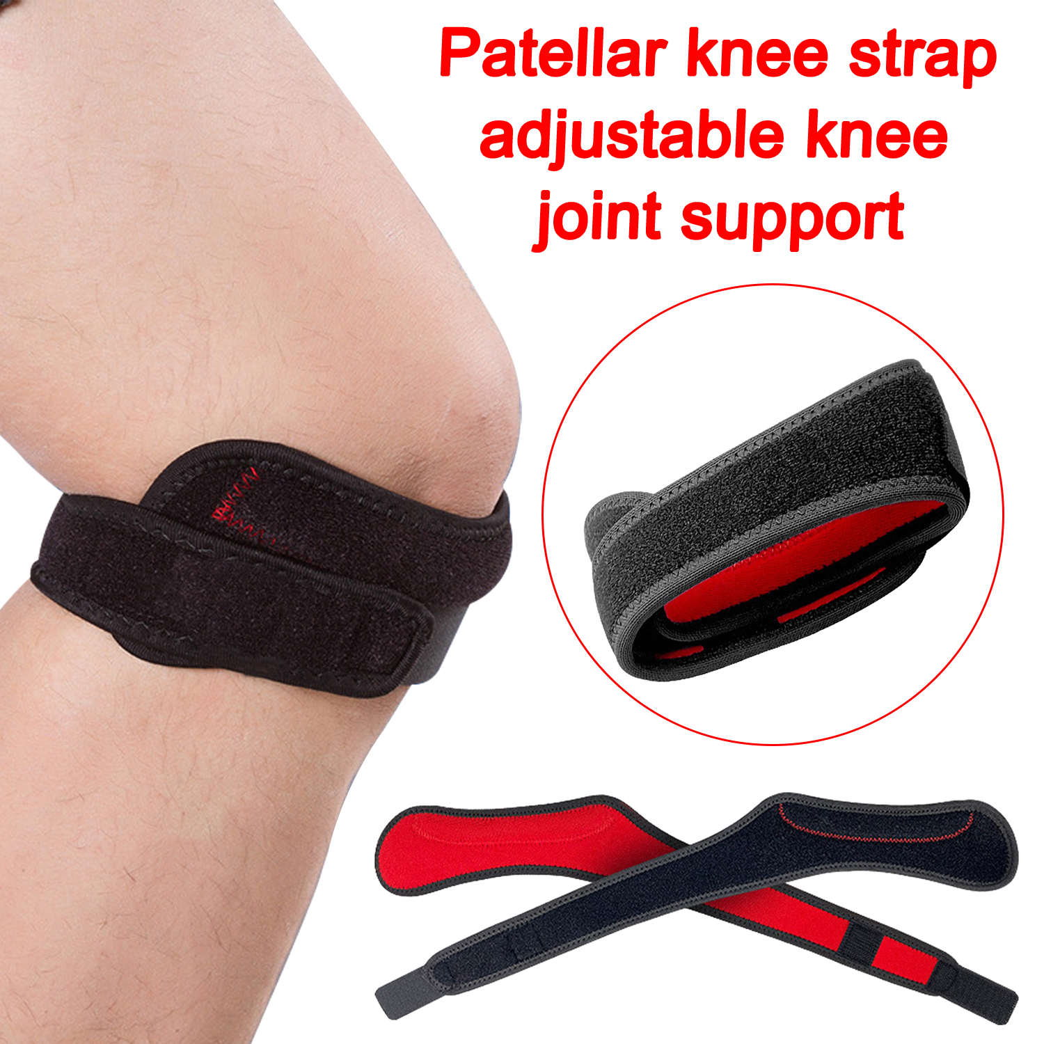 Adjustable Patella Tendon Support Strap Knee Brace Patellar Tendon Stabilizer Support Band for Knee Pain Relief Basketball Running