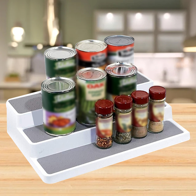 Ladder Shape Spice Rack Portable Three-layer Seasoning Storage Holder Adjustable Organizers Home Kitchen Decor