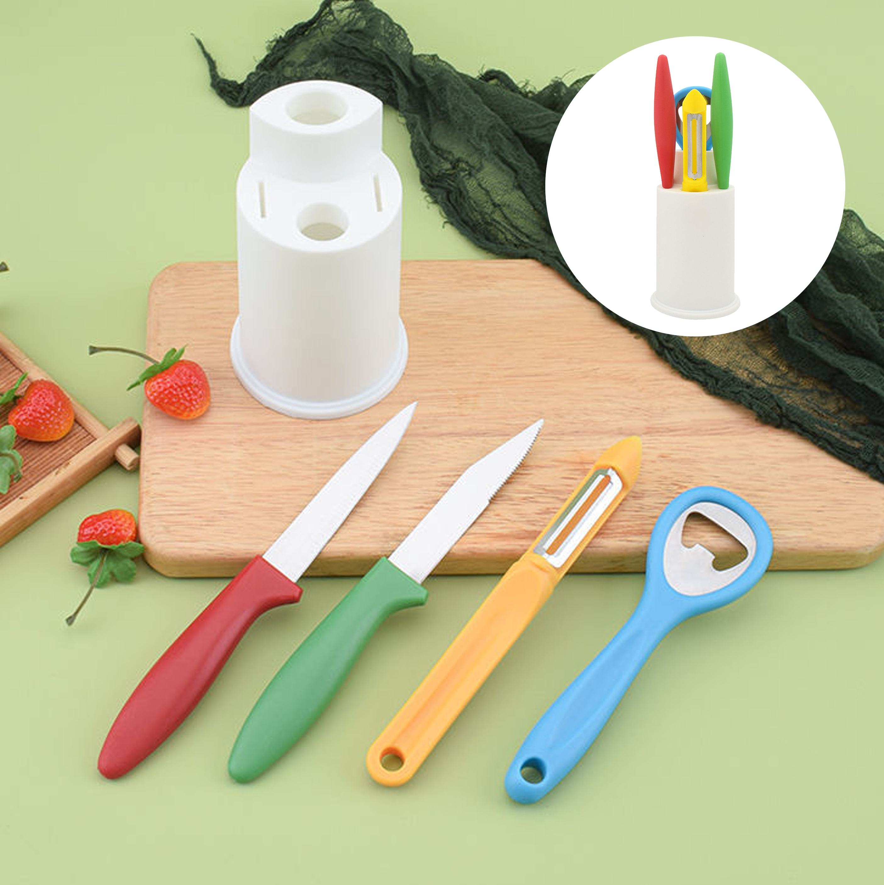5-Piece Kitchen Tool Set With Storage Base
