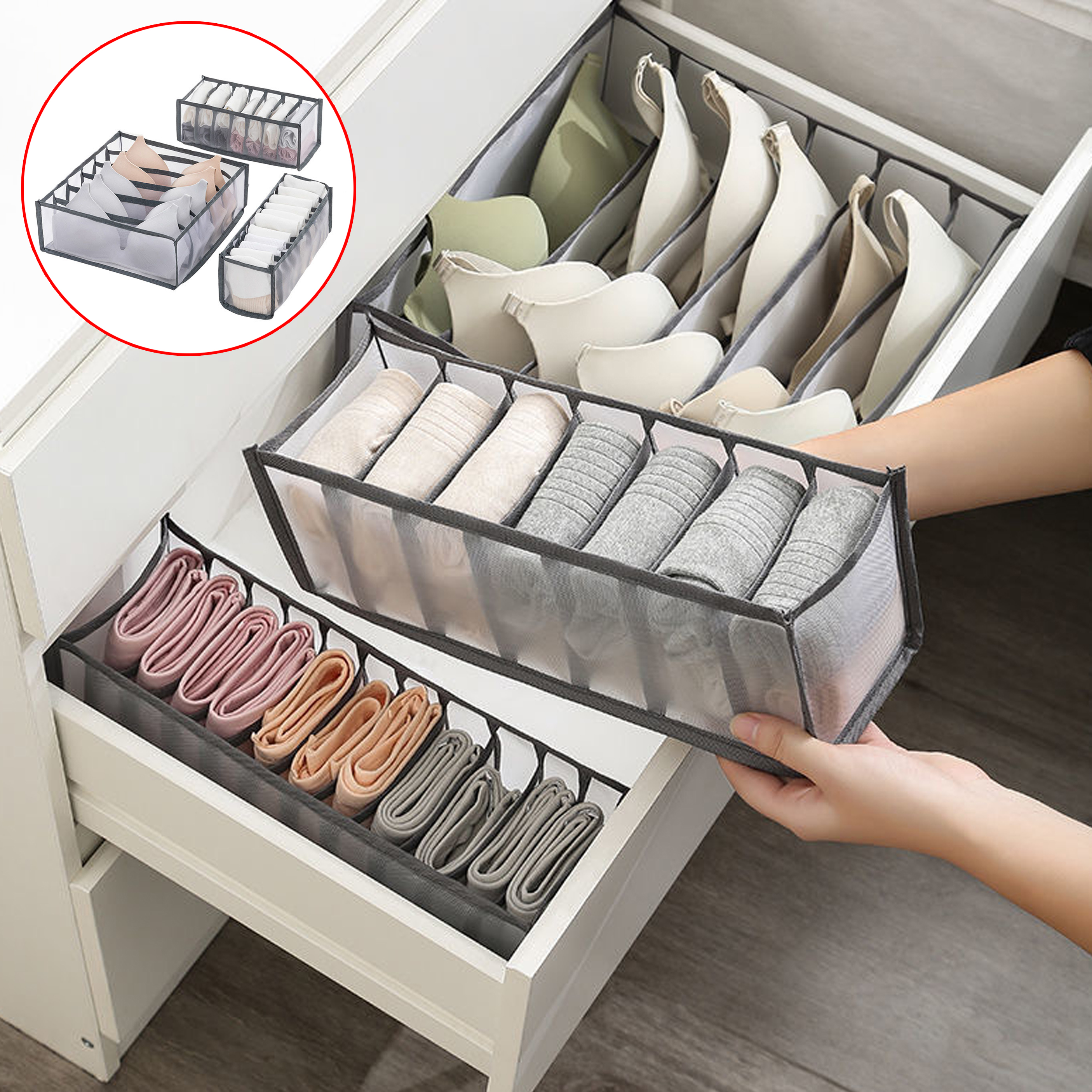 3-Piece Home Storage Bag Set for Women's Underwear
